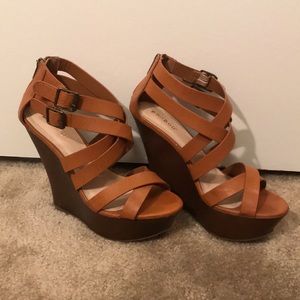 Tan Strappy Wedges